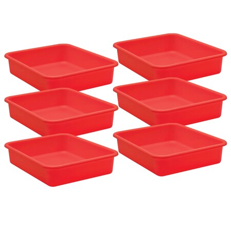 Teacher Created Resources Storage Bin, Plastic, Red, 6 PK 20438